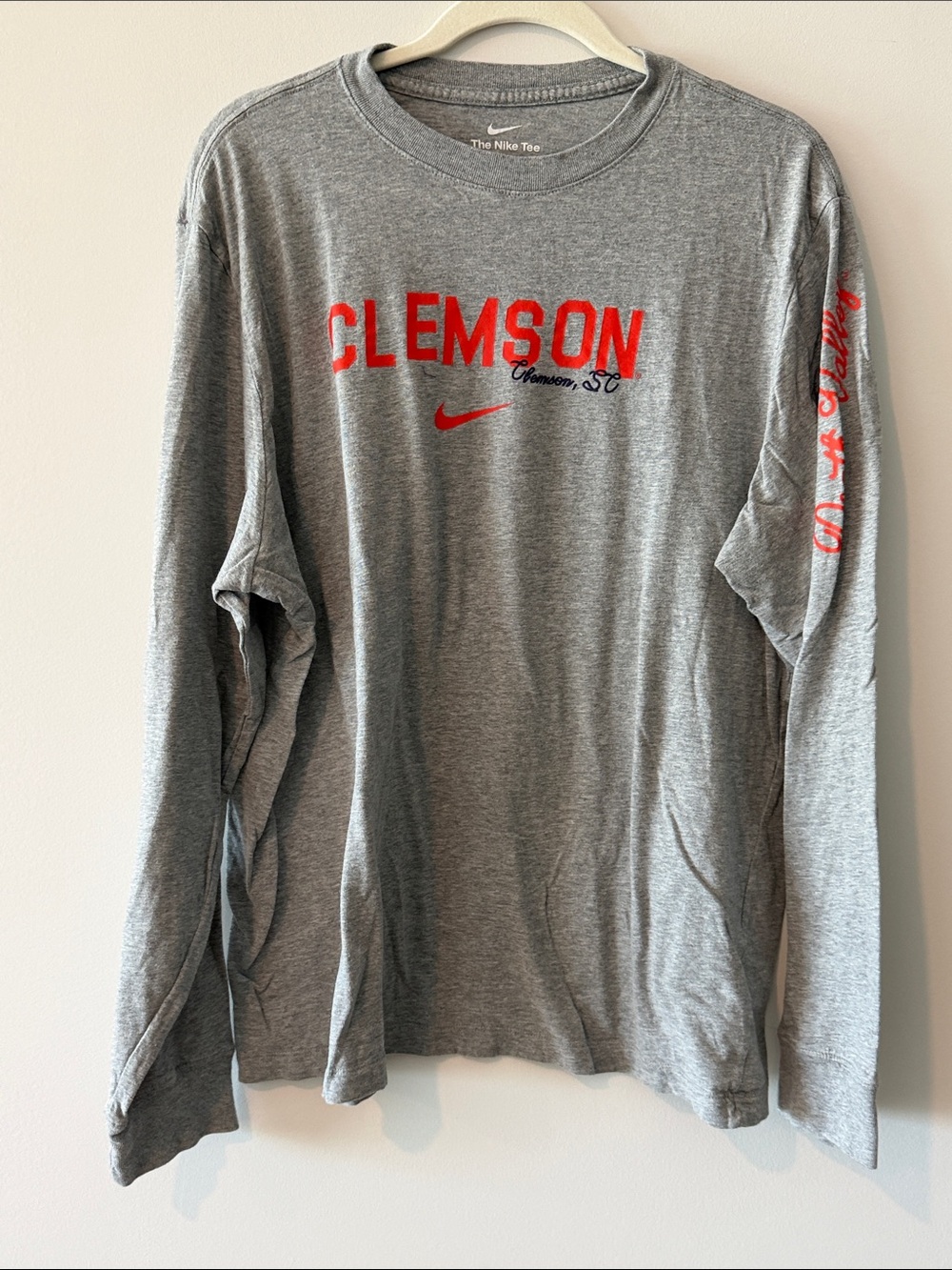 Nike Clemson Gray Crewneck Long Sleeve Tee
